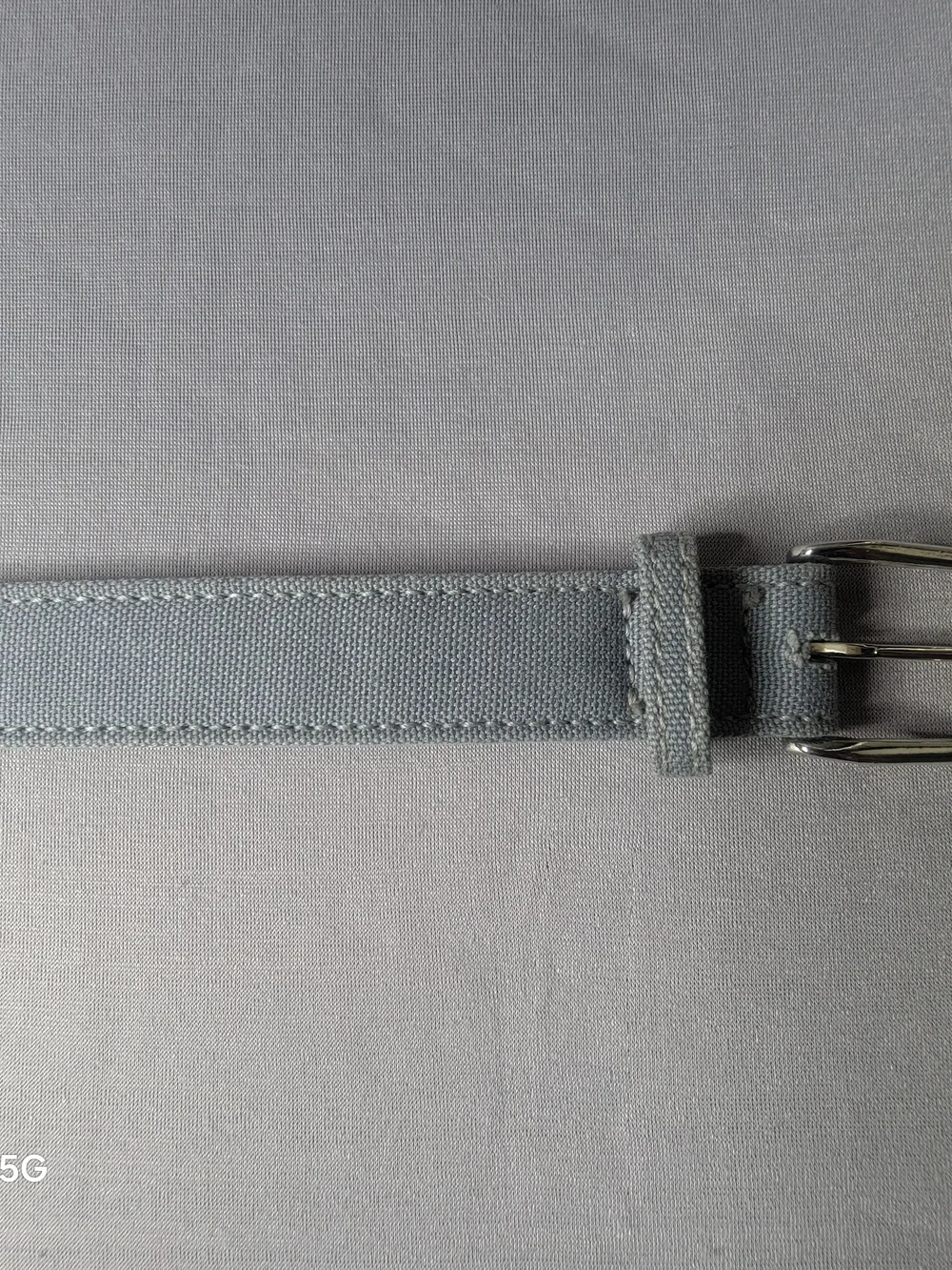 Alexander Olch Men's Canvas Belt in Light Gray with Silver Buckle Size M